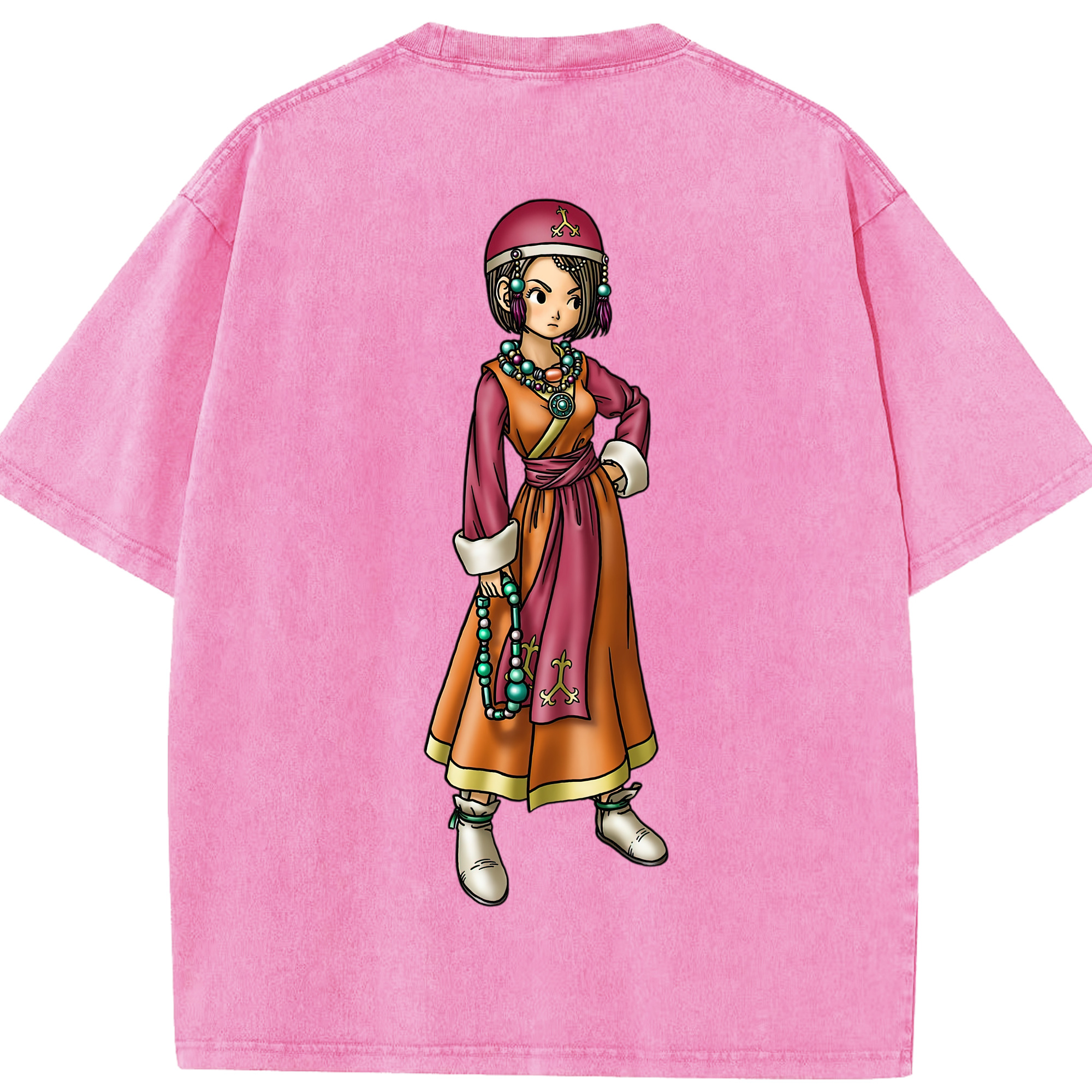 （画像用） ドラゴンクエスト Doragon Kuesuto Dragon Quest 綿100% ヴィンテージ風 半袖Tシャツ（背面プリント）